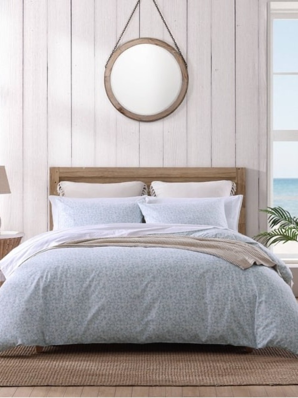Tommy Bahama Koya Bay Blue Cotton Reversible Duvet Cover Set - Full - Queen
